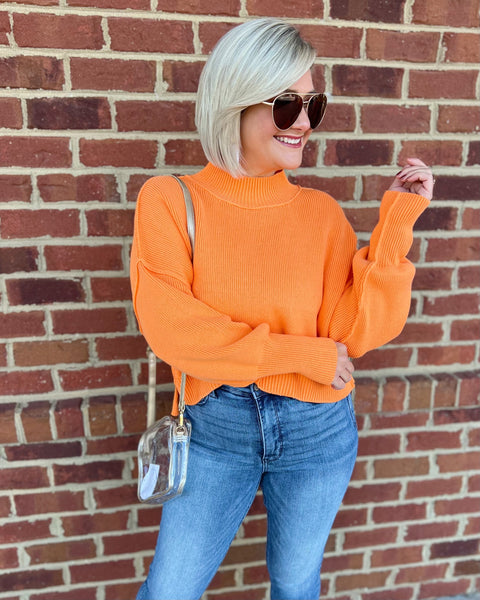Denise Cropped Sweatshirt in Orange