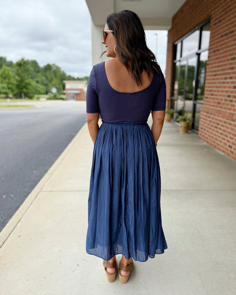 Kiara Pleated Skirt Dress in Blueberry FINAL SALE