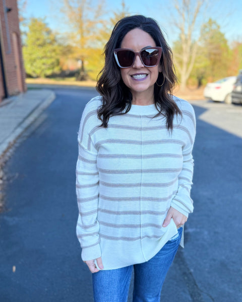 Sylvia Stripe Sweater in Mocha FINAL SALE