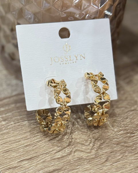 Double Row Hammered Geo Hoop Earrings