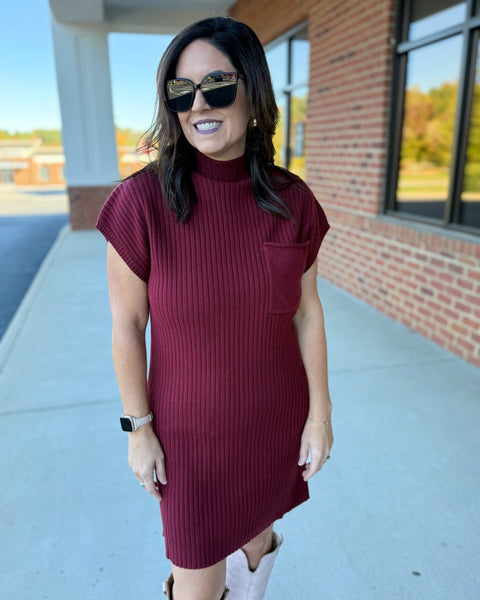 Bonnie Sweater Dress in Wine