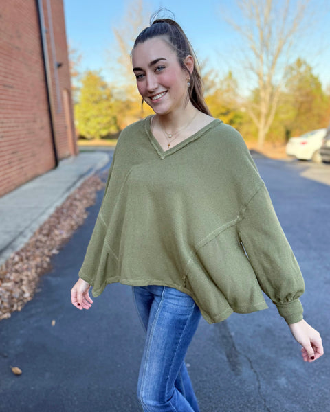 Nolan Asymmetrical Top in Olive FINAL SALE