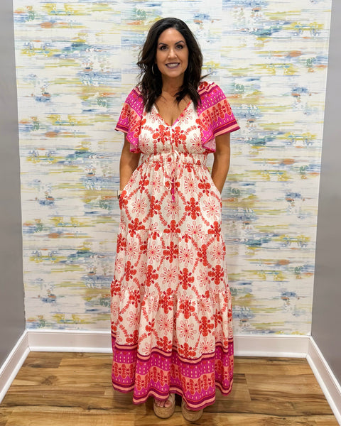 Ellie Maxi Dress in Coral