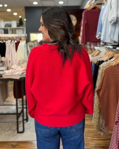 Scarlett Bow Cardigan in Red