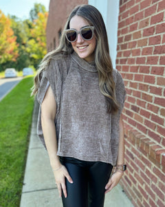 Pandora Soft Knit Pullover Top in Mocha