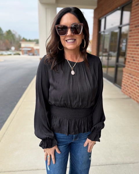 Noah Smock Top in Black FINAL SALE