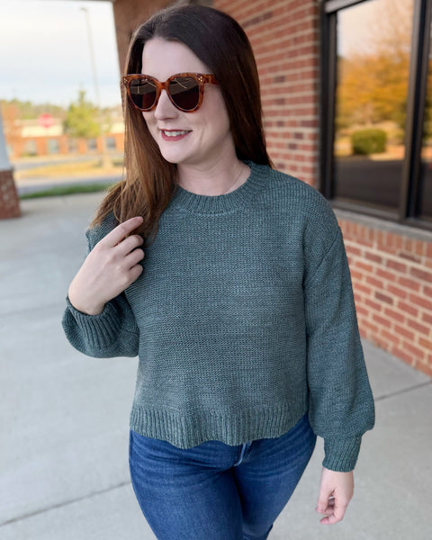 Trudy Balloon Sleeve Sweater in Ash Jade FINAL SALE