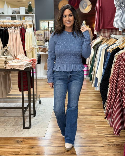 Aiden Smock Top in Blue