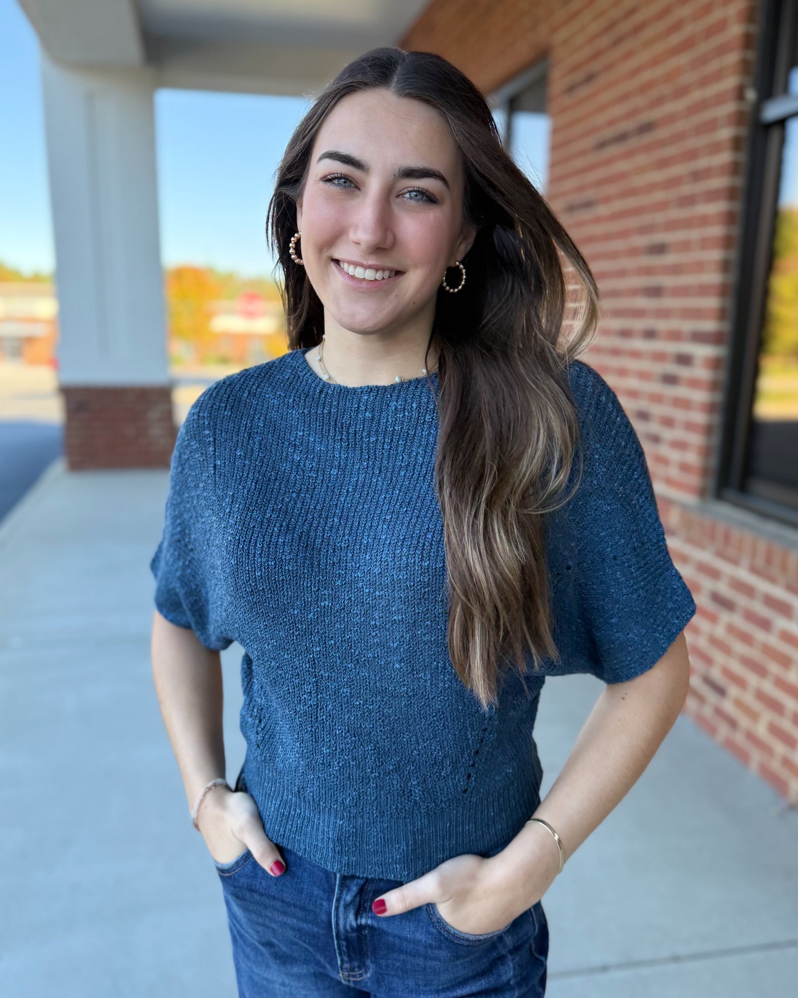 Ainsley Dolman Knit Sweater in Teal