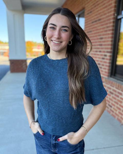 Ainsley Dolman Knit Sweater in Teal