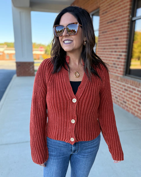 Alexis Knit Cardigan in Spiced Brandy