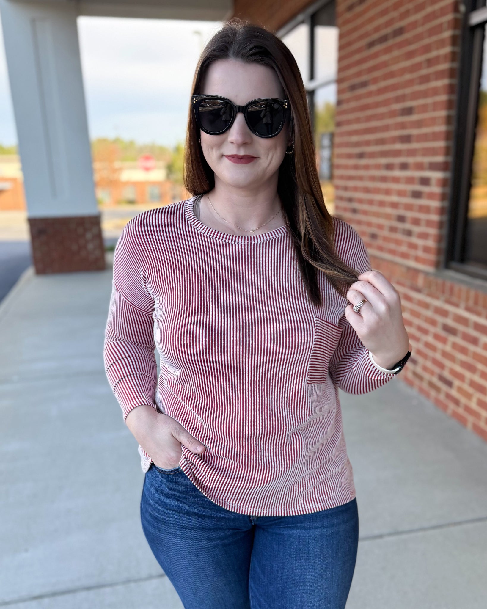 Emily REG/CURVY Top in Dark Red FINAL SALE