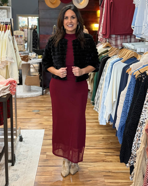 Polly Faux Fur Jacket in Black