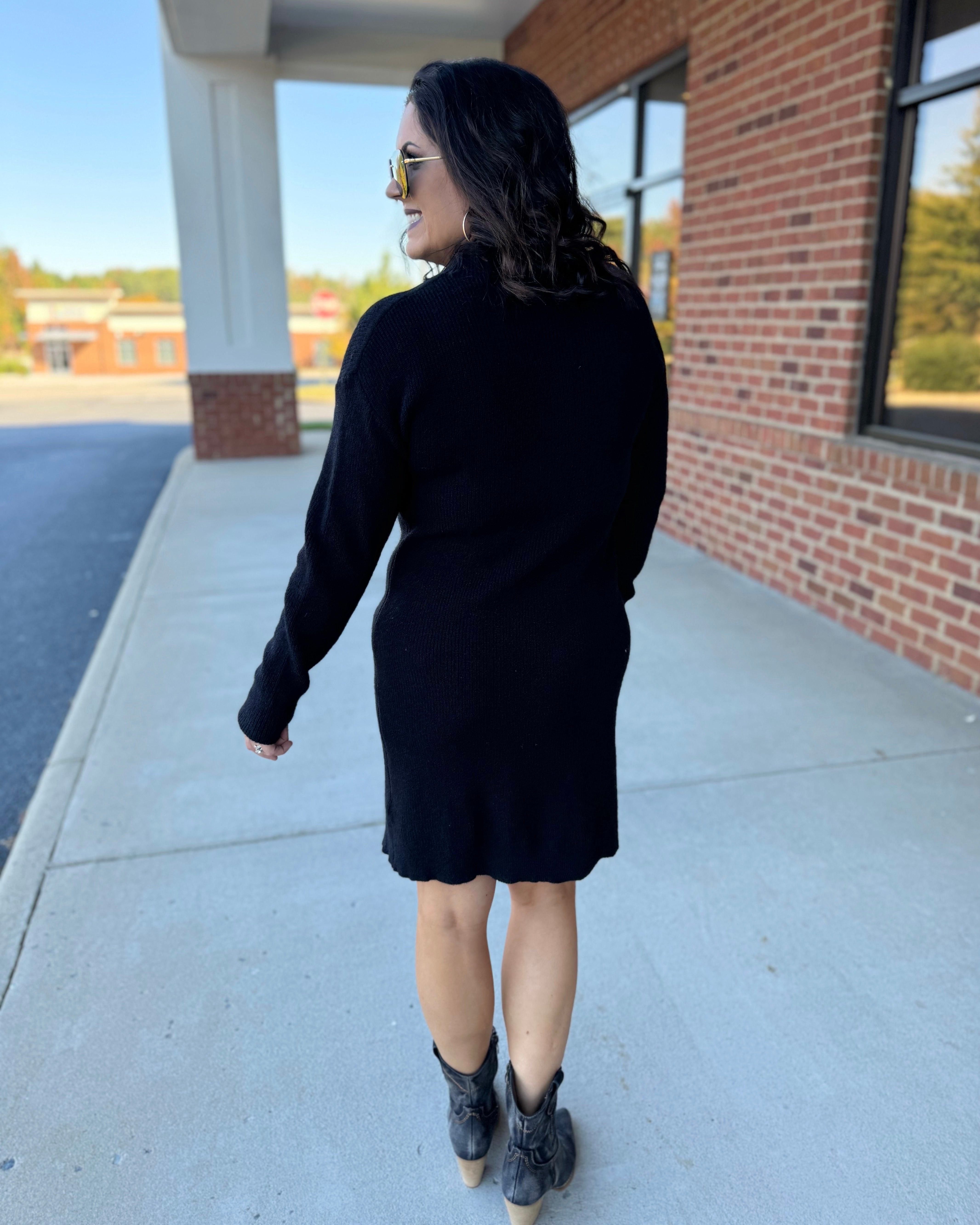 Evelyn Sweater Dress in Black FINAL SALE M