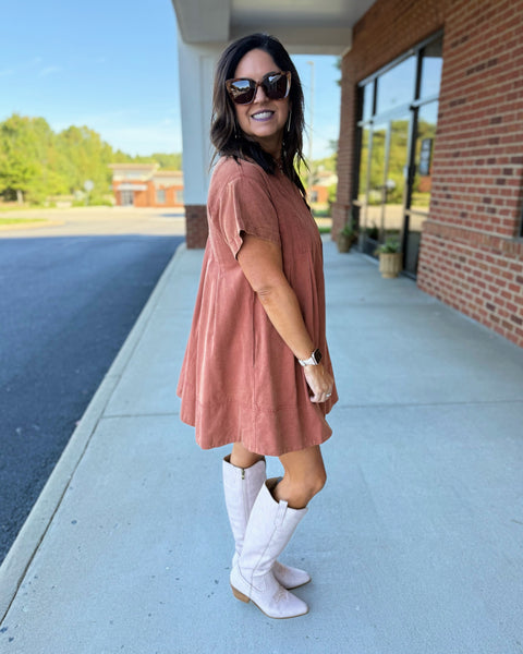 Lisa Snow Washed Dress in Clay FINAL SALE