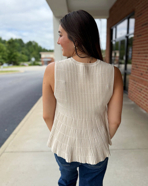 Whitley Ribbed Flare Sweater in Champagne FINAL SALE