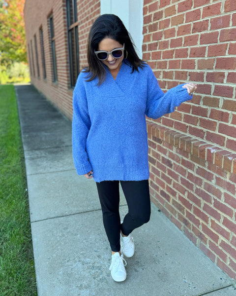 Georgia Slouchy Sweater in Slate Blue