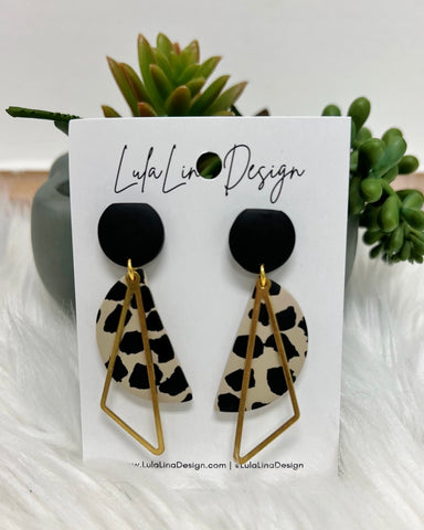 Demi Clay Earrings in Leopard/Black