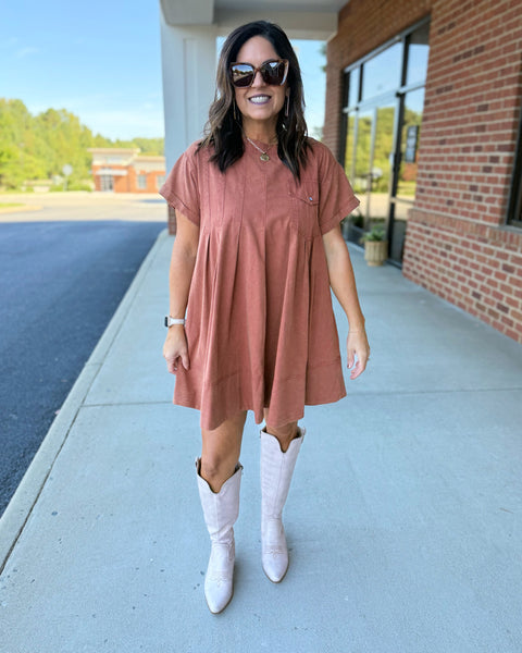 Lisa Snow Washed Dress in Clay FINAL SALE