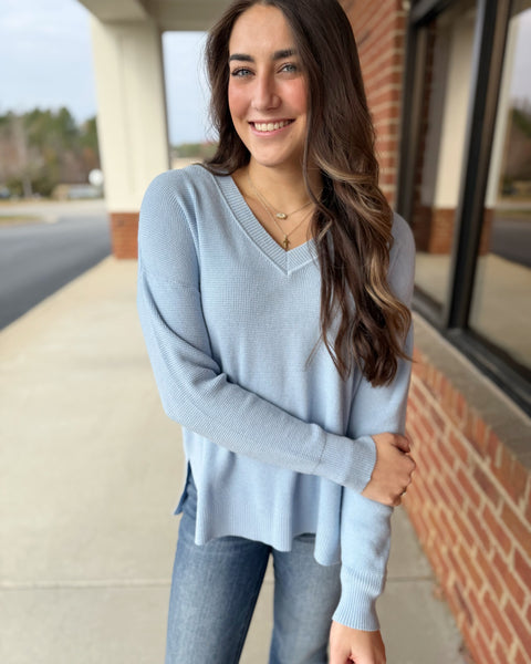 Amanda V-Neck Sweater in Periwinkle FINAL SALE