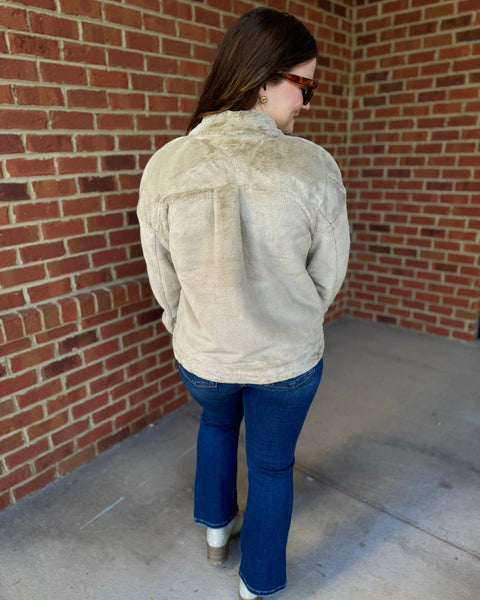 Camila Teddy Shacket in Khaki