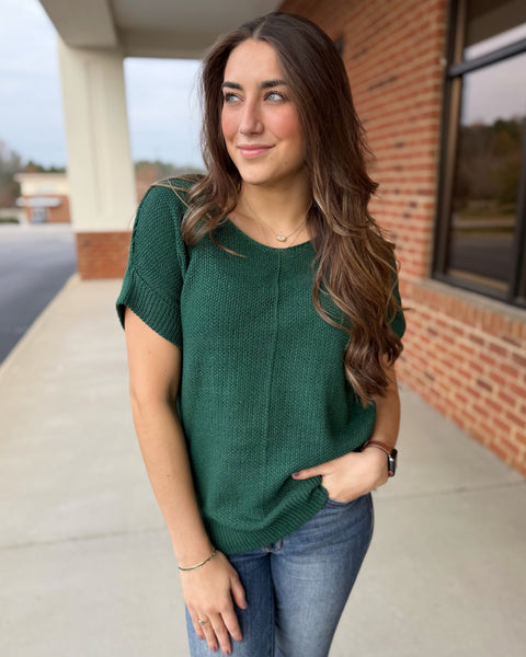 Erica REG/CURVY Sweater in Dark Green FINAL SALE