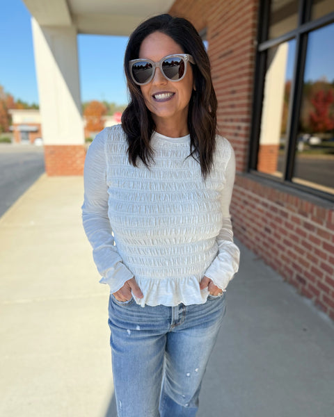 Aiden Smock Top in Off White