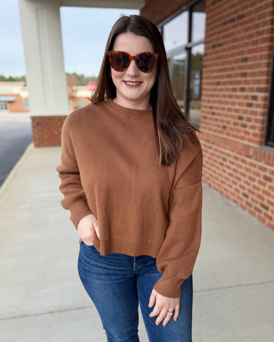 Winslow Drop Shoulder Sweater in Camel