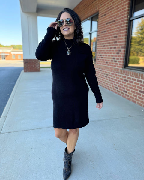 Evelyn Sweater Dress in Black