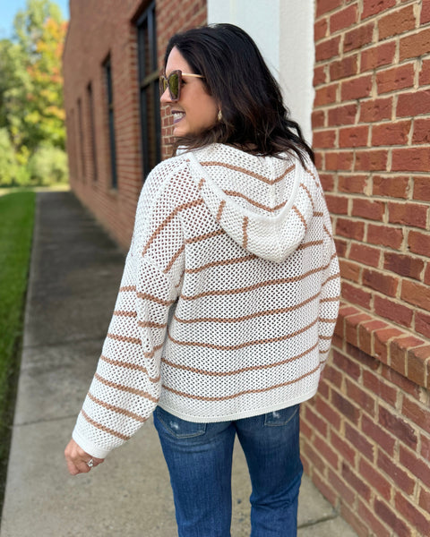 Jill Hooded Sweater in Cream/Taupe