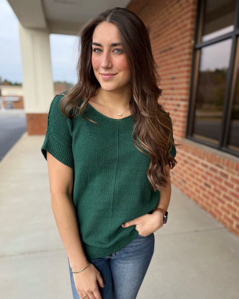 Erica REG/CURVY Sweater in Dark Green FINAL SALE
