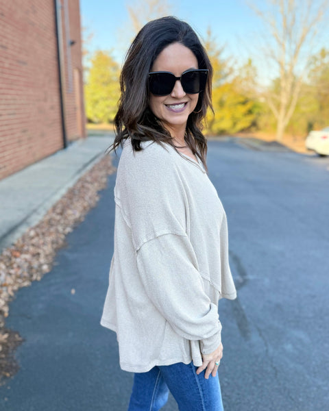 Nolan Asymmetrical Top in Stone FINAL SALE