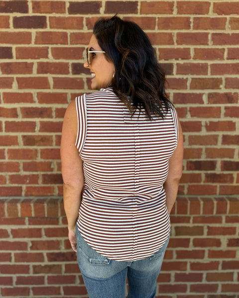 Bianca Basic Stripe Tank in Brown