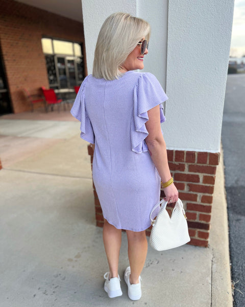 Kaia Ribbed Dress in Lavender