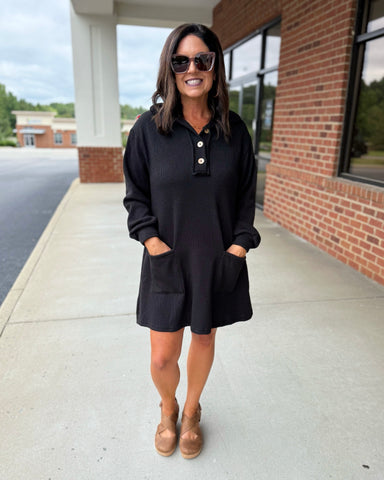 Rylan CURVY Collared Dress in Black FINAL SALE