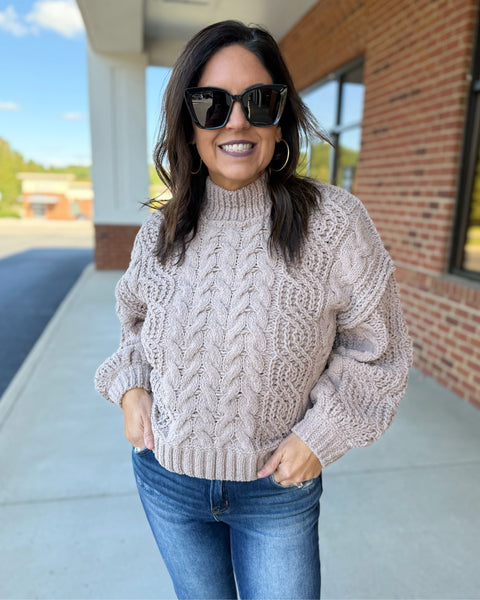 Gemma Cable Knit Sweater in Ash Mocha FINAL SALE