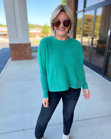 Kyra Dolman Sleeve Sweater in Jade