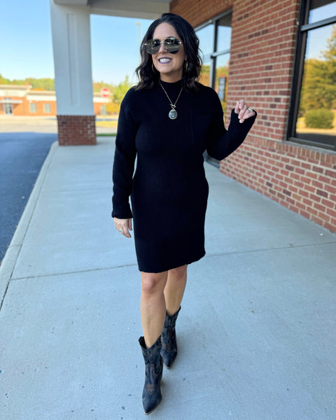 Evelyn Sweater Dress in Black