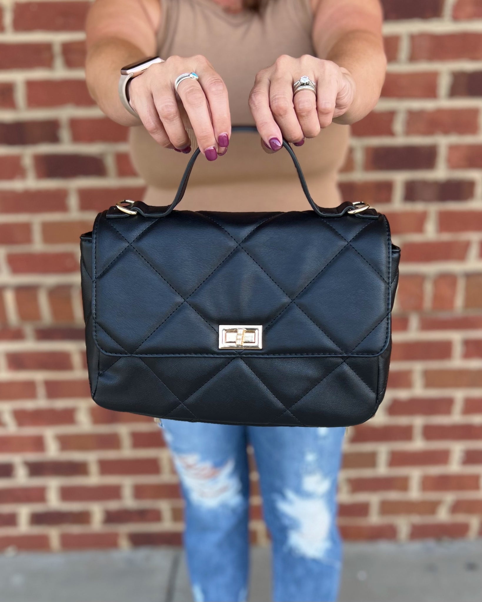 EH Quilted Crossbody Bag in Black