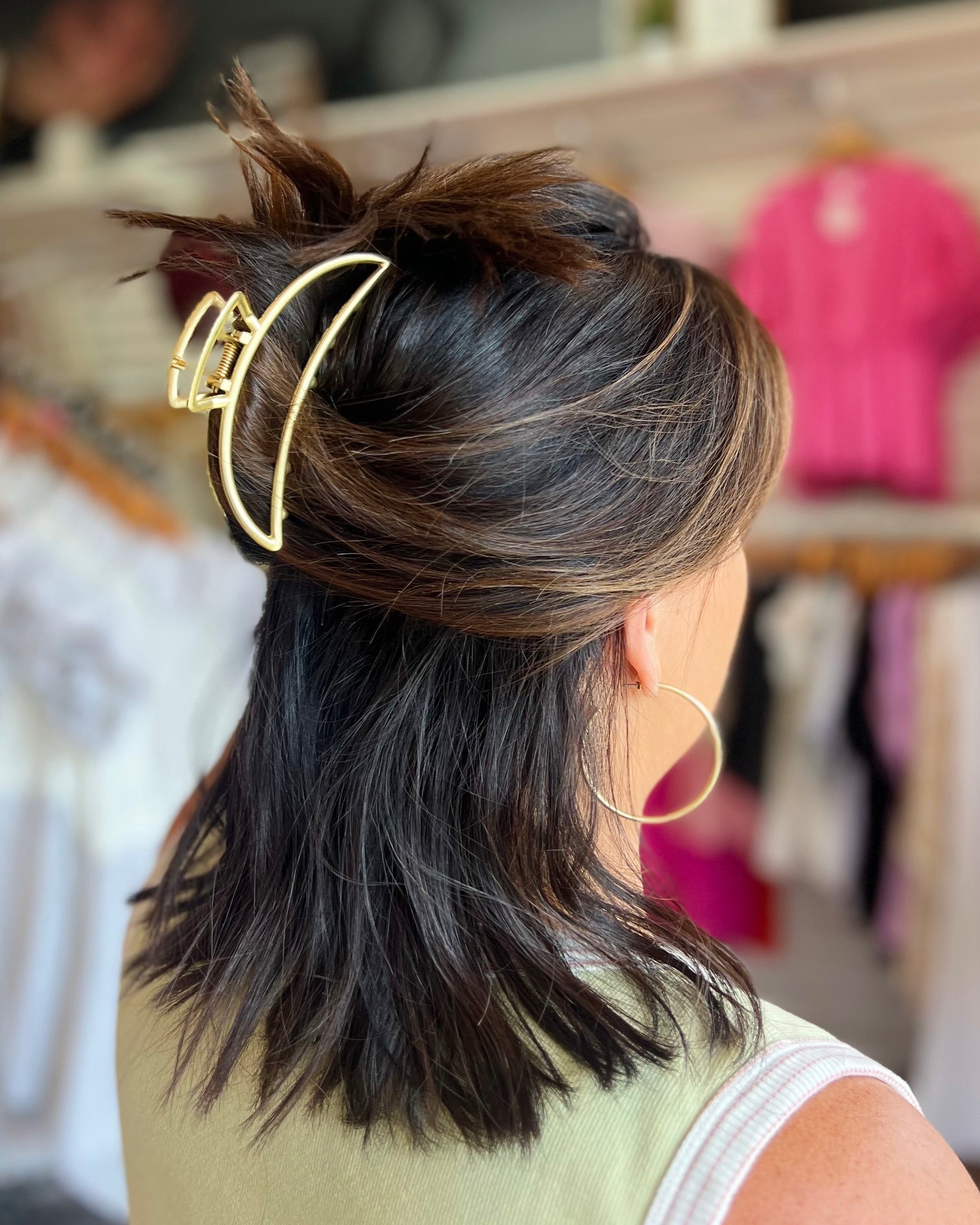 Matte Gold Crescent Moon Hair Claw