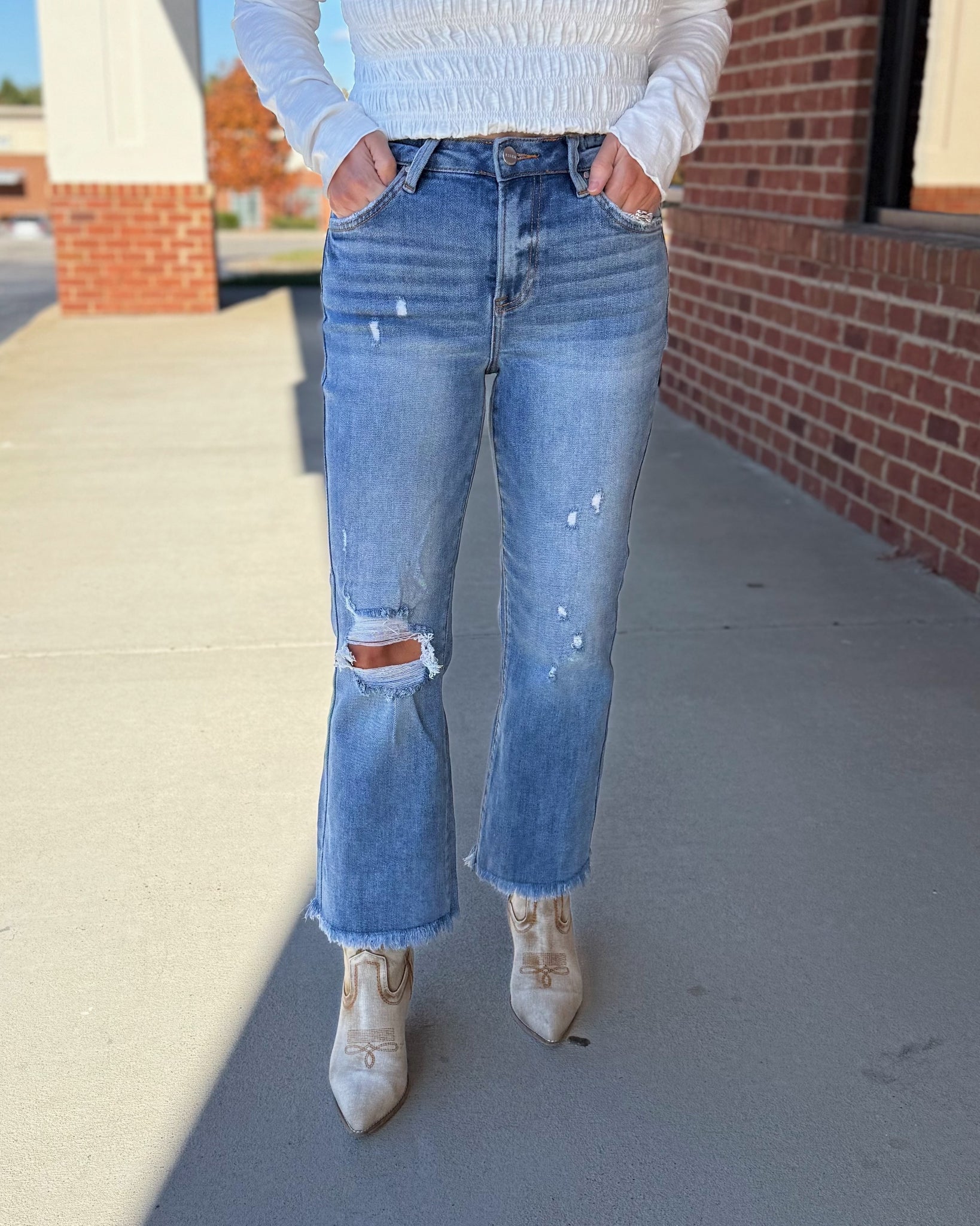 Risen Crop Bootcut Jeans
