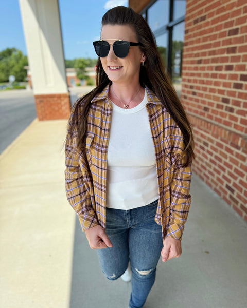 Oaklyn Plaid Top in Mustard