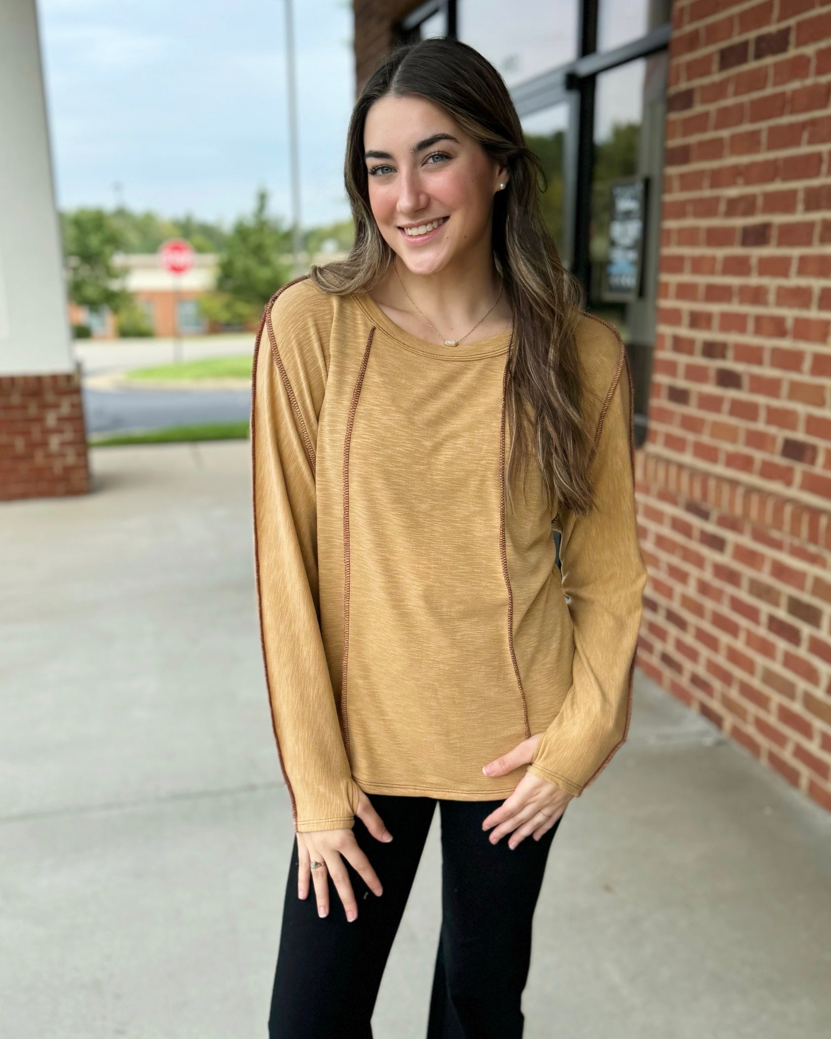 Sophie Slub Knit Top in Mustard