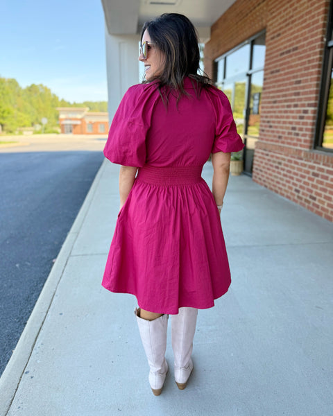 Maria Front Zip Dress in Berry