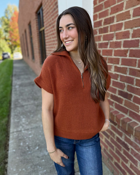 Anna Pullover Sweater in Rust FINAL SALE