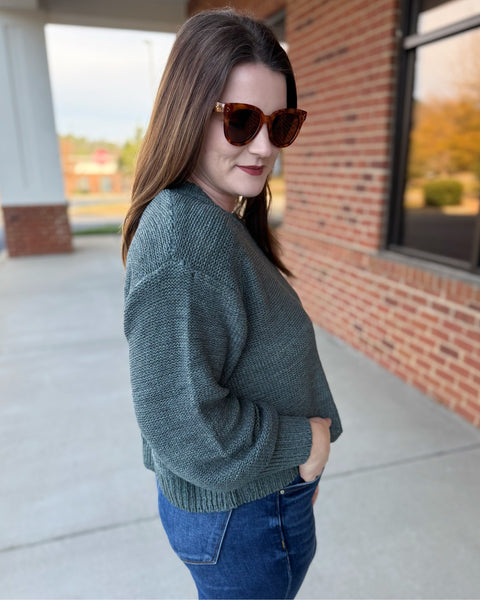 Trudy Balloon Sleeve Sweater in Ash Jade FINAL SALE