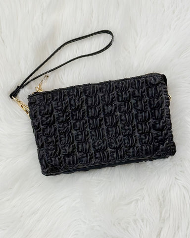 Riley Quilted Crossbody/Wristlet in Black