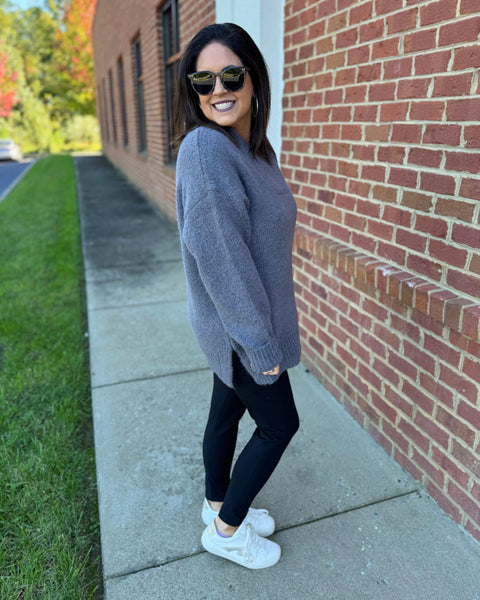 Georgia Slouchy Sweater in Charcoal