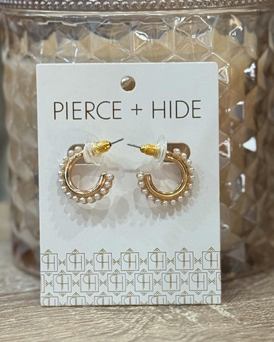 Pearl and Gold Huggie Hoop Earrings