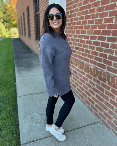 Georgia Slouchy Sweater in Charcoal